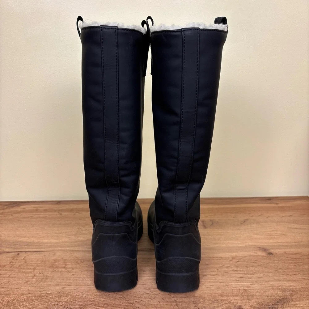 SAM EDELMAN Lessie Tall Rain Boots In Black Women‎ Size 8 Slip-On Weatherproof